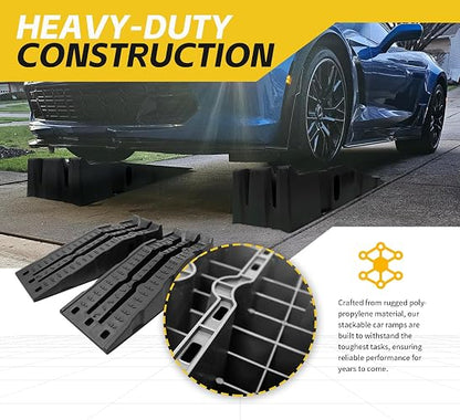 MaxxHaul 50947 - Rampa apilable para vehículo de Automóvil de 6000 Libras, Capacidad por par de 3500 Libras por rampa, Paquete de 2