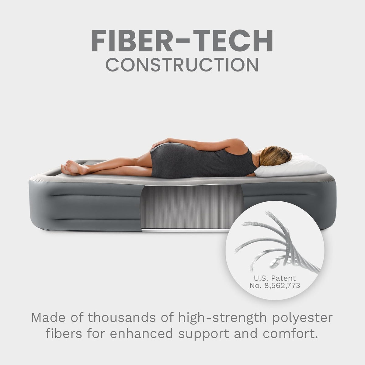 Intex 64125ED Dura-Beam Plus Series Essential Rest Airbed con Bomba eléctrica Interna, Altura de la Cama de 18 Pulgadas, Queen