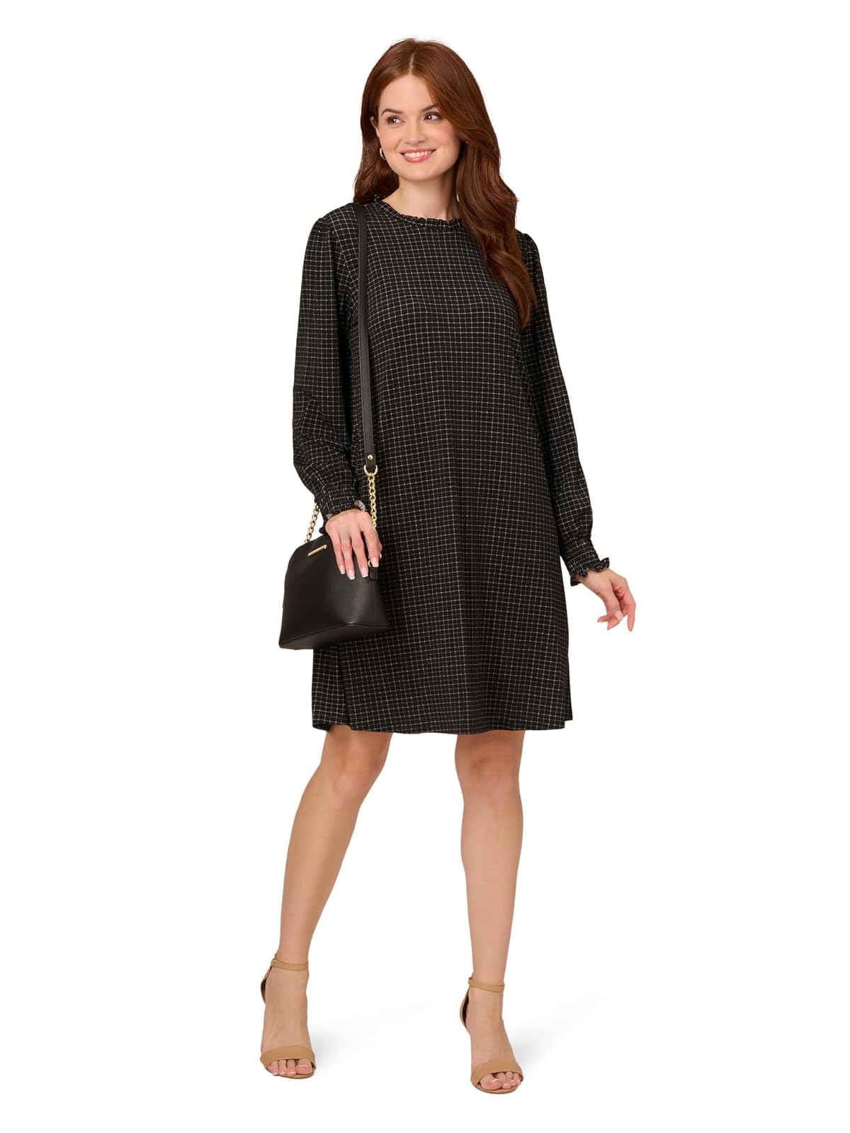 Adrianna Papell Vestido de Punto con Cuello Fruncido Estampado Vestido Mujer