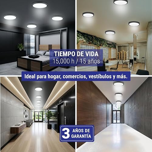 Volteck PLA-229L, Luminario de LED 24 W redondo tipo plafón luz de día color Blanco