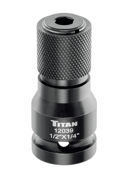 Titan 12039 Adaptador de cambio rápido de unidad hexagonal de 1/2 pulgada a 1/4 pulgadas