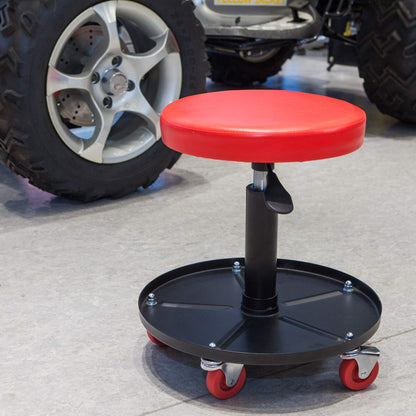 Big Red Asiento de Taller con Ruedas ATRHL6201R, Acolchado Ajustable, Bandeja de Herramientas, Rojo