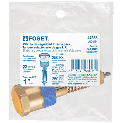 Foset VGC-564, Válvula interna de seguridad para tanque estacionario, 1"