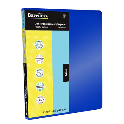 Barrilito Cubierta para Engargolar Lisa Azul Carta 40 Pzs