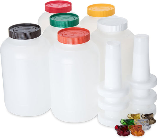 Carlisle PS801B00 Store N' Pour Complete Unit Assorted Colors, 1 Gallon Capacity, Assorted (Pack of 6)