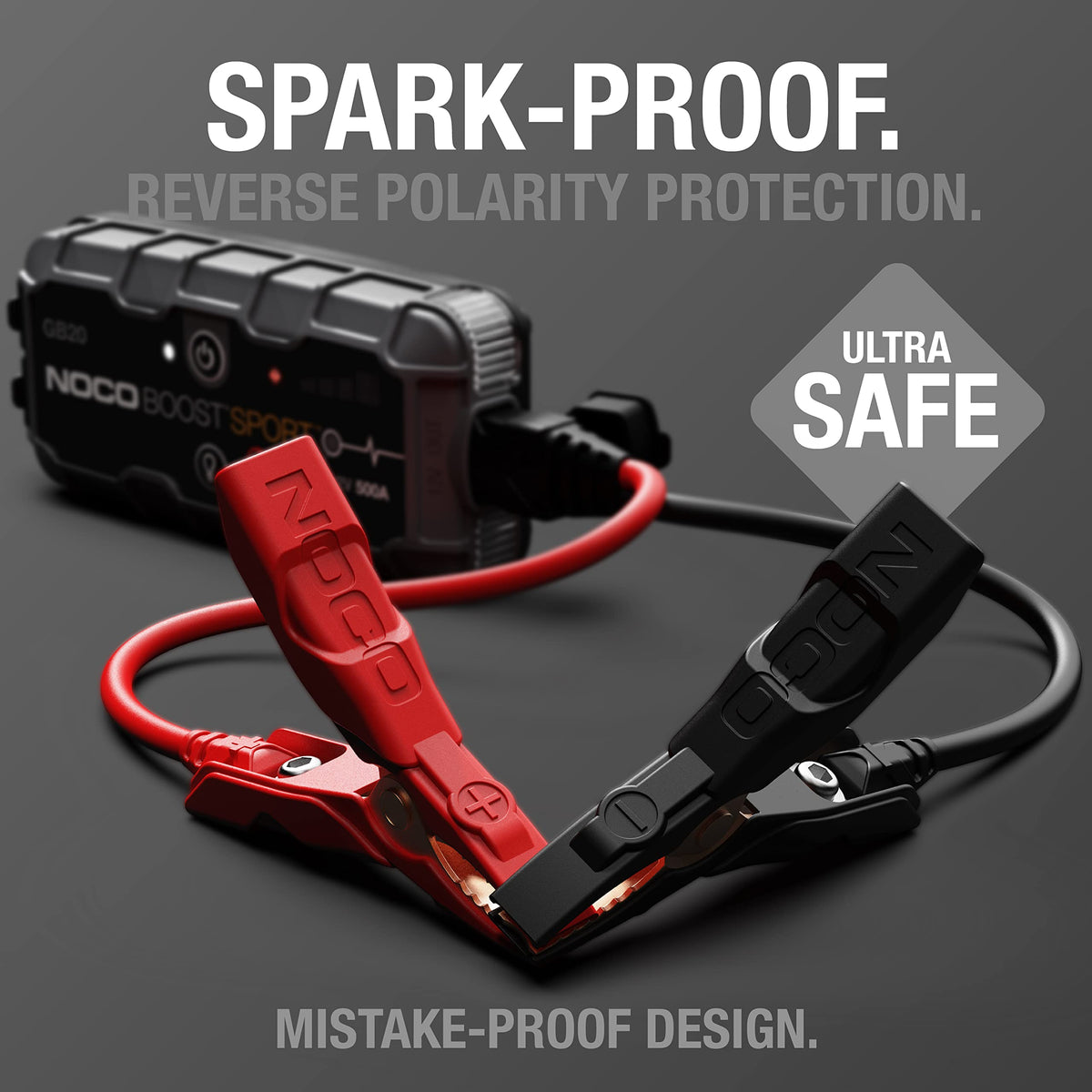 NOCO Boost GB20: Arrancador de batería de Auto 500A – Booster de Litio portátil 12V, Power Bank y Cables para Pasar Corriente – para Motores a Gasolina de hasta 4.0 litros