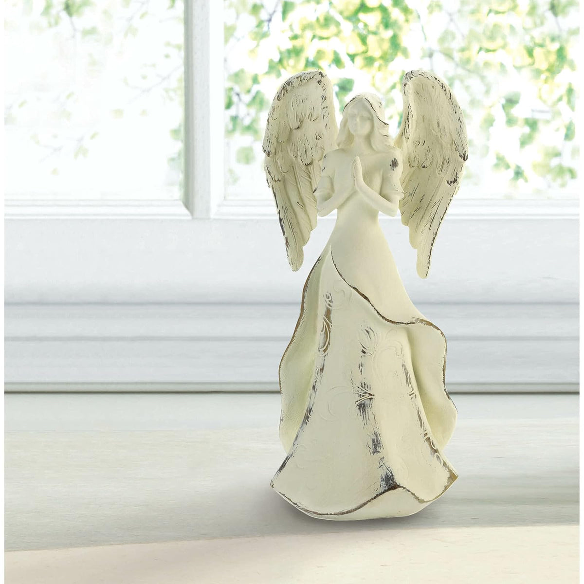 Wings of Devotion 10018719 Figura de ángel de Fuerza en oración, Multicolor