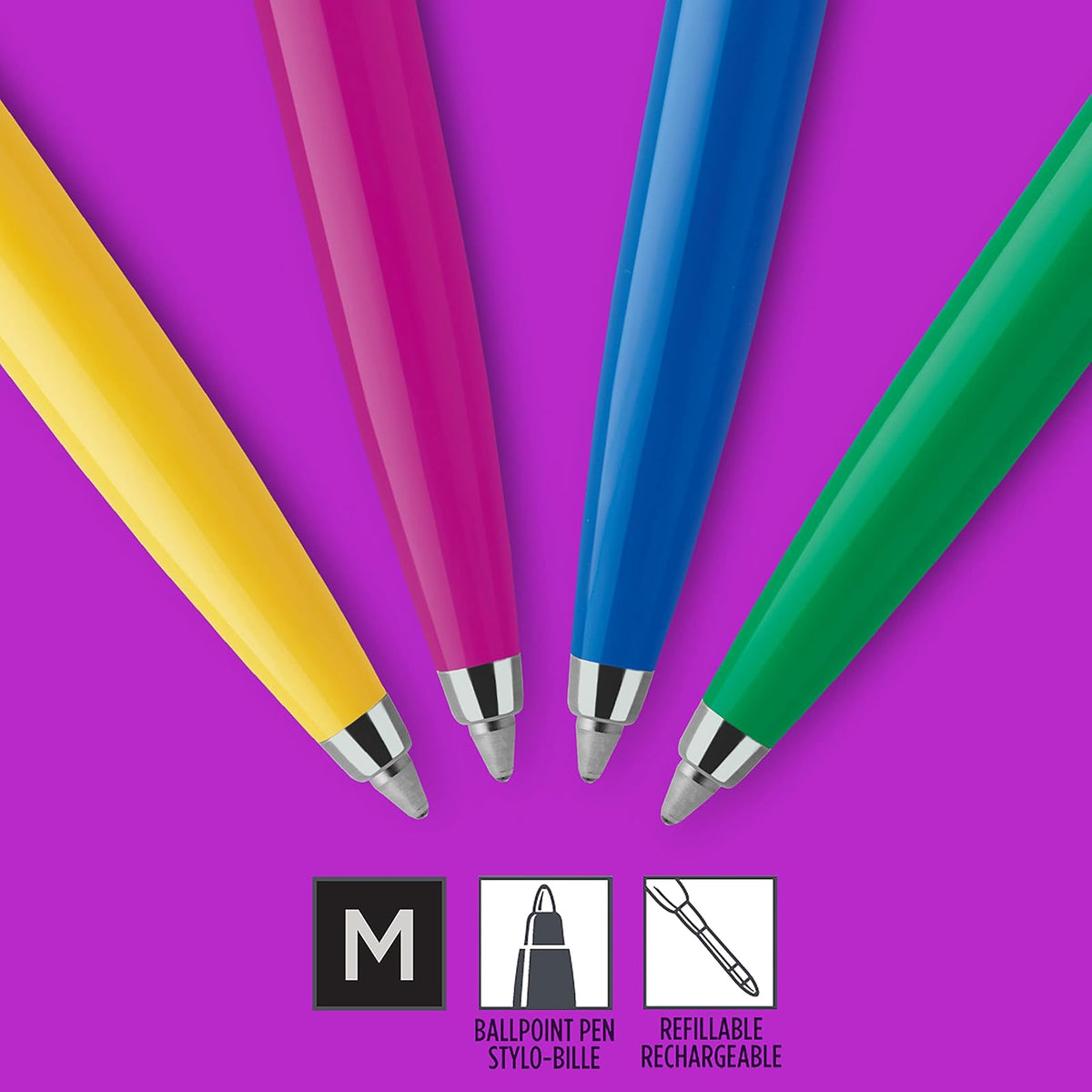 Parker Jotter Originals - Bolígrafo de punta media, tinta negra, 4 unidades