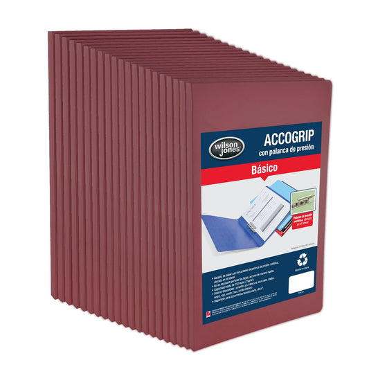 Wilson Jones/Carpeta con Mecanismo de Palanca ACCOgrip Folder. Oficio p/ 150 Hojas. Caoba 48 pzas. P0977