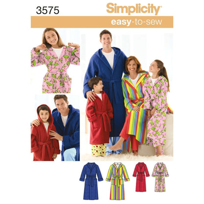 Simplicity Fácil de Coser 3575 - Albornoz de Costura para Adultos y niños, XS-L y XS-XL