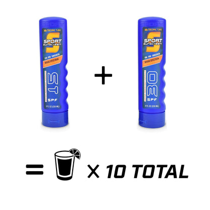 GoPong Sport botella termo de protector solar 2 Packpaquete de 2, incluye embudo y botella de licor Boquilla antigoteo para