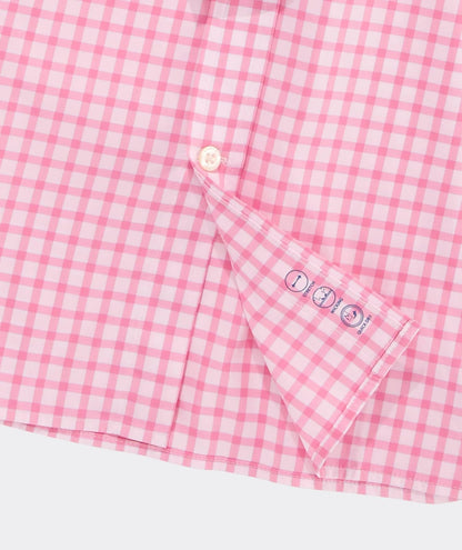 Vineyard Vines - Camisa de Rendimiento para Mujer con diseño de tiburón limón y Guinga, Bebida Rosa