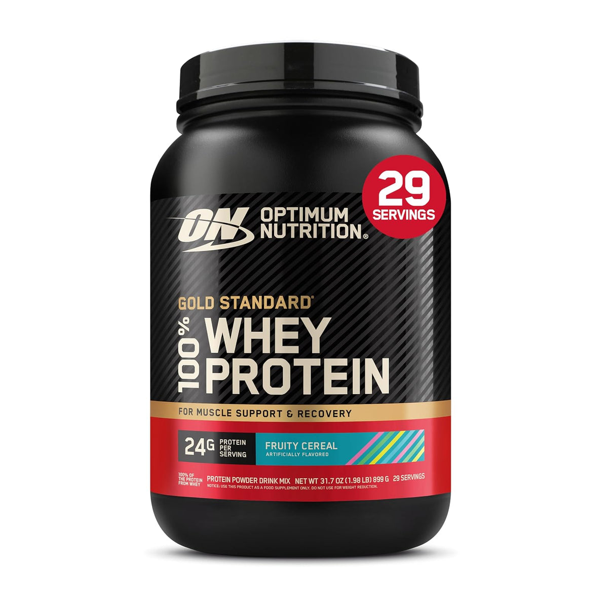 Optimum Nutrition Gold Standard 100% Whey Proteína Aislada en Polvo - Fruity Cereal - 907 g (Paquete de 1)