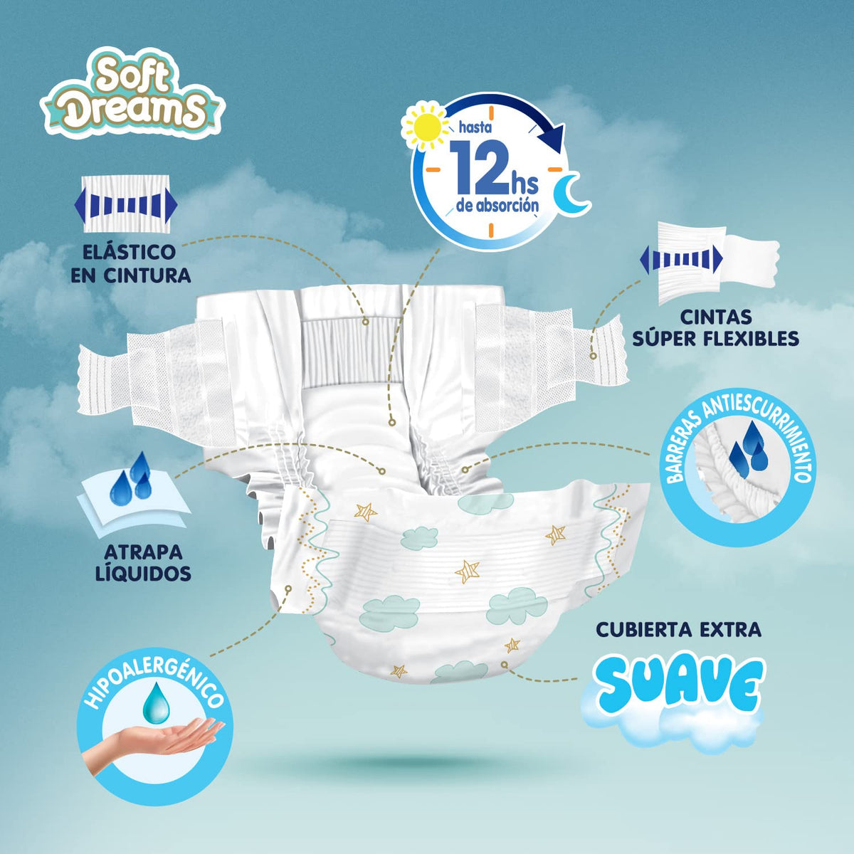 Soft Dreams Pañales Para Bebé Etapa 5 Talla Xg 56 Piezas