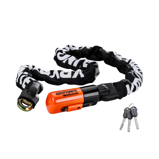 Kryptonite Evolution 1012 - Candado de cadena para bicicleta, 4 pies de largo, 10 mm, cadena de acero resistente, antirrobo, vendido, seguro, dorado, con llaves para bicicleta eléctrica, motocicleta,