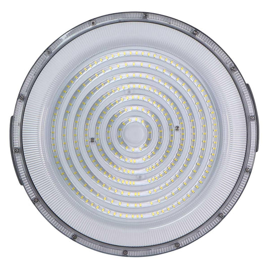Campana Industrial LED WRE-017 300W 36,000 Lúmenes, Voltaje 100-277VCA Aluminio Gris IP65 Exterior Blanco Frío Temperatura 6500K