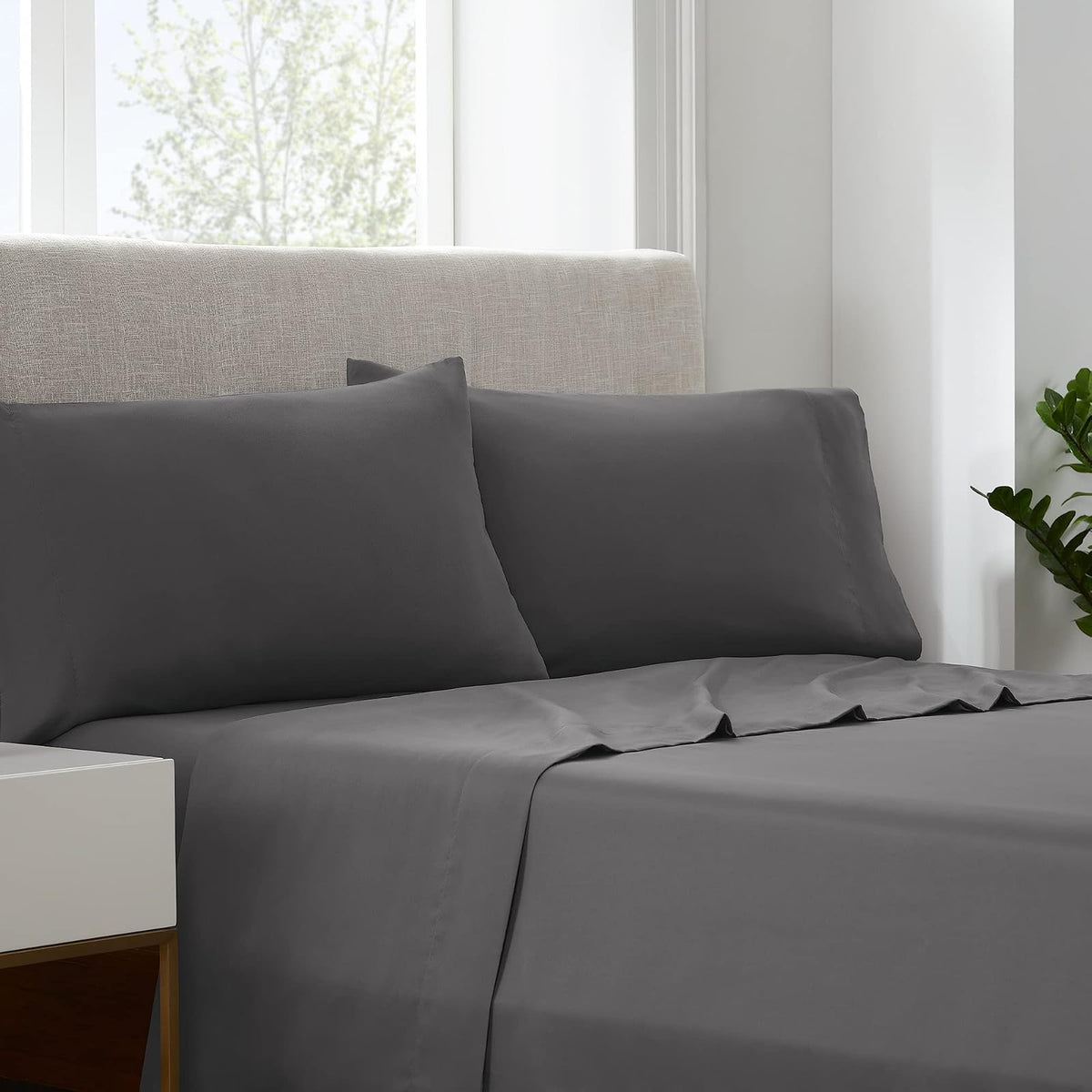 Serta Simply Clean Juego de Sábanas Hipoalergénico - Individual Extra Grande - Gris