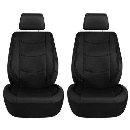 FH Group Juego Completo de Fundas de Asiento de Piel Sintética Universal PU013BLACK115-AVC, Negro