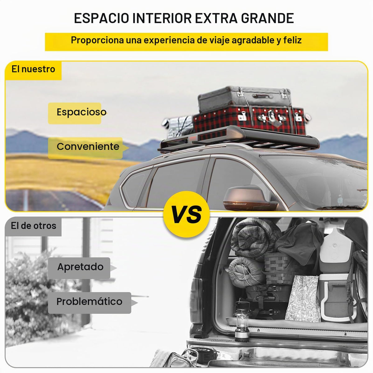 VEVOR - Cesta de Techo Universal de 50,4 x 36,4 Pulgadas, portaequipajes de Techo de Aluminio con Barras XL-B para Equipaje de Automóvil, SUV, Viajes
