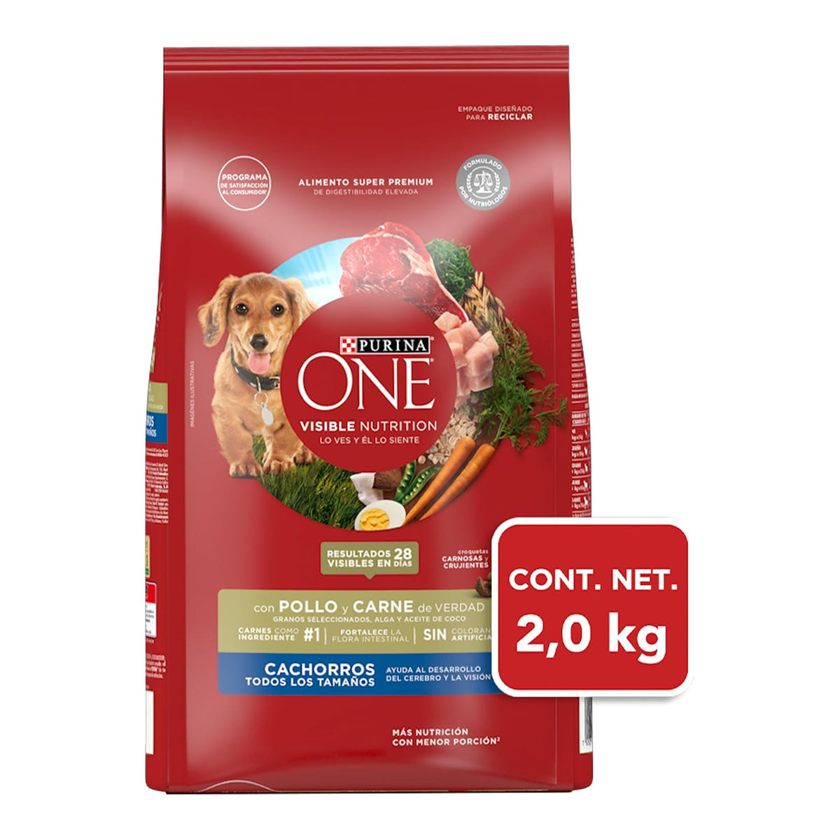 Purina One Cachorro Todos los Tamaños Sabor Pollo y Carne 2Kg