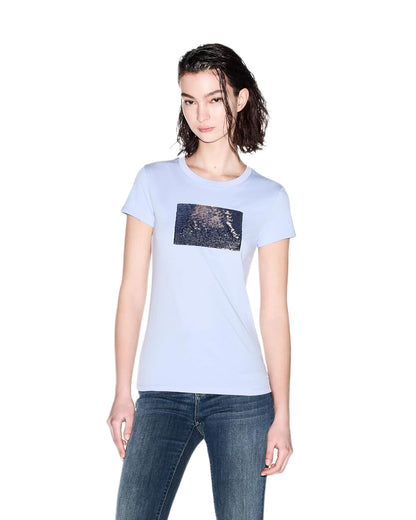Armani Exchange - Playera básica para Mujer con Logotipo en el Busto