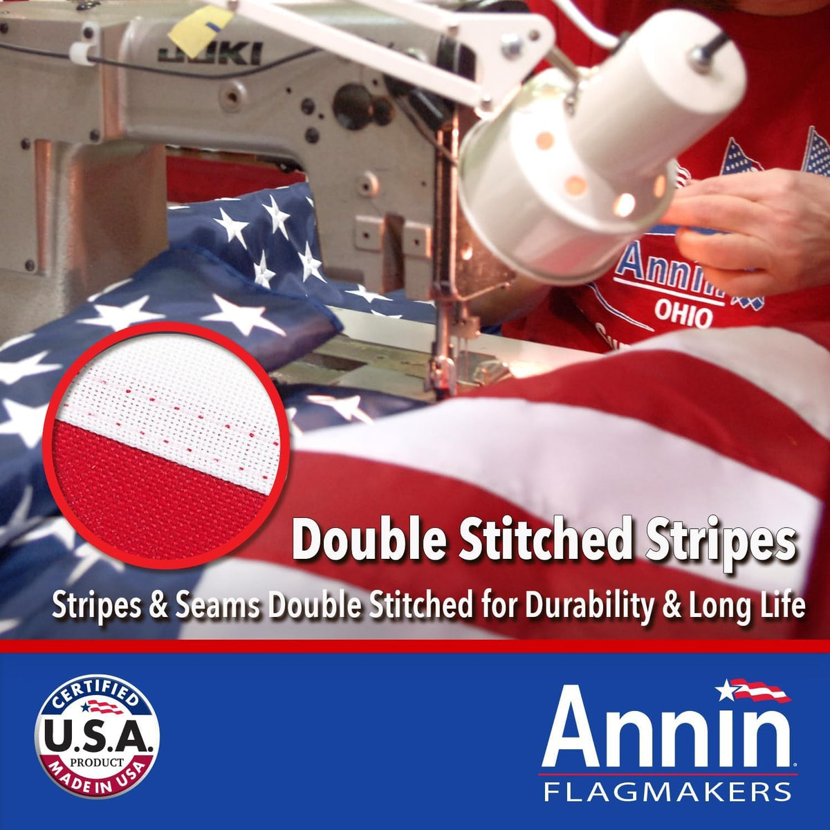 Annin Flagmakers Model 2730 American Flag 5x8 ft. Tough-Tex the Strongest, Longest Lasting Flag , 100% Made in USA with Sewn Stripes, Embroidered Stars and Brass Grommets.