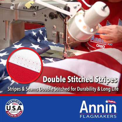 Annin Flagmakers Model 2730 American Flag 5x8 ft. Tough-Tex the Strongest, Longest Lasting Flag , 100% Made in USA with Sewn Stripes, Embroidered Stars and Brass Grommets.