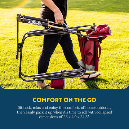 GCI Outdoor - Silla Mecedora Plegable portátil con reposabrazos sólidos y duraderos, Soporte para Bebidas y Respaldo cómodo, Color Azul Real