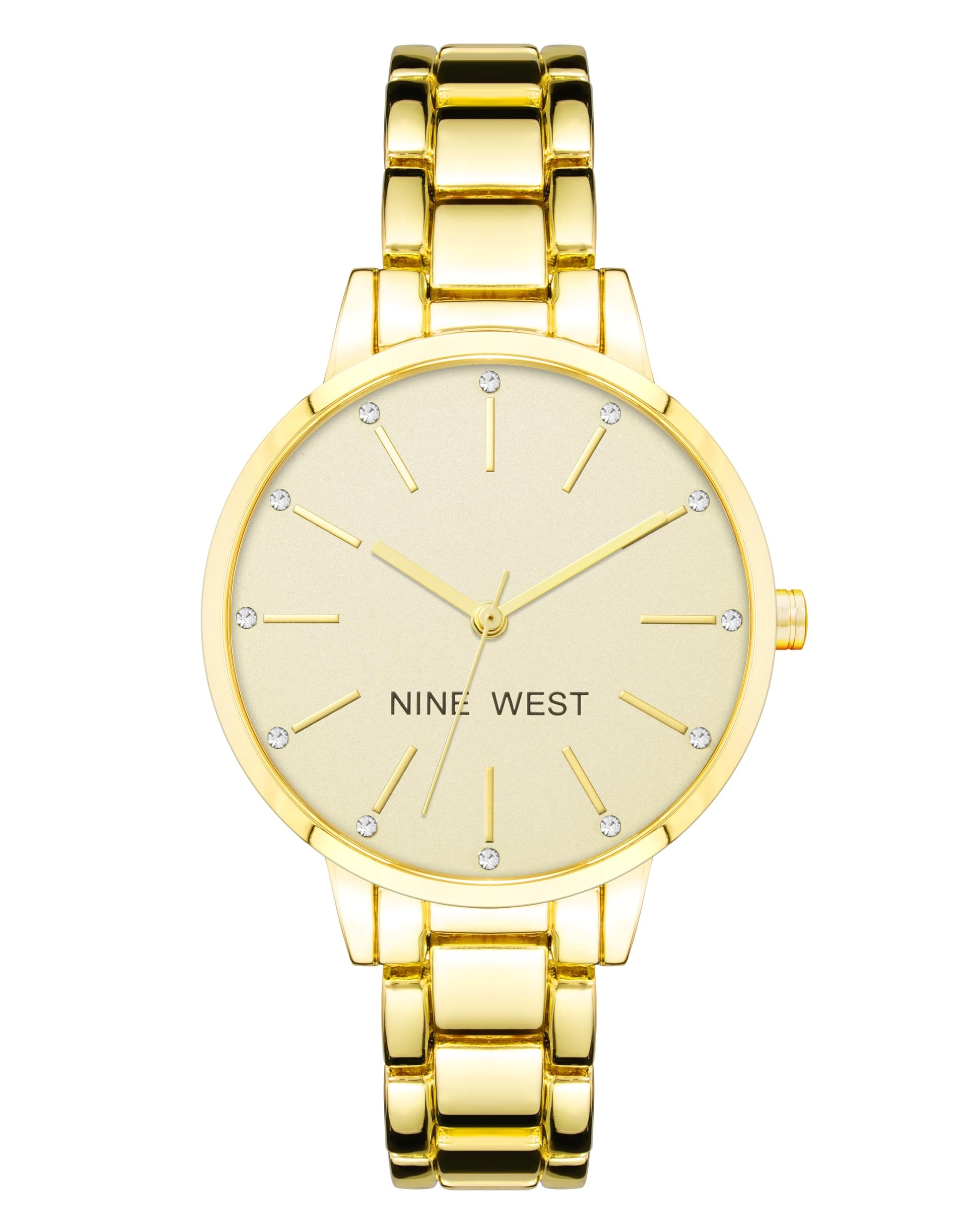 Nine West NW2098CHGB Reloj Análogo para Mujer, color Beige/Oro