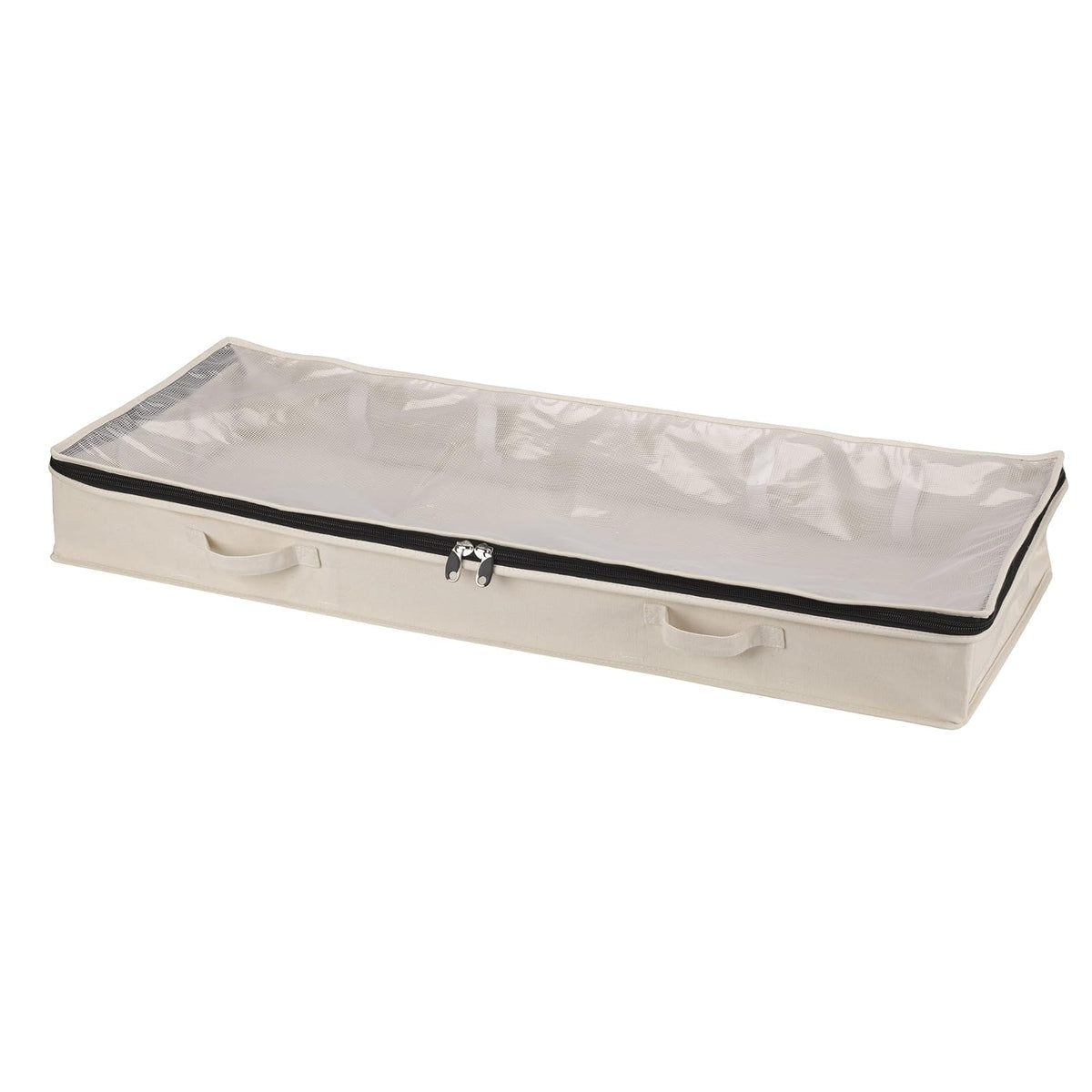 Household Essentials Cedarline - Bolsa de almacenamiento debajo de la cama, lona de algodón resistente, parte superior texturizada de PEVA con cierre duradera de 3 lados, asas frontales, plegable - Under Bed Clothing