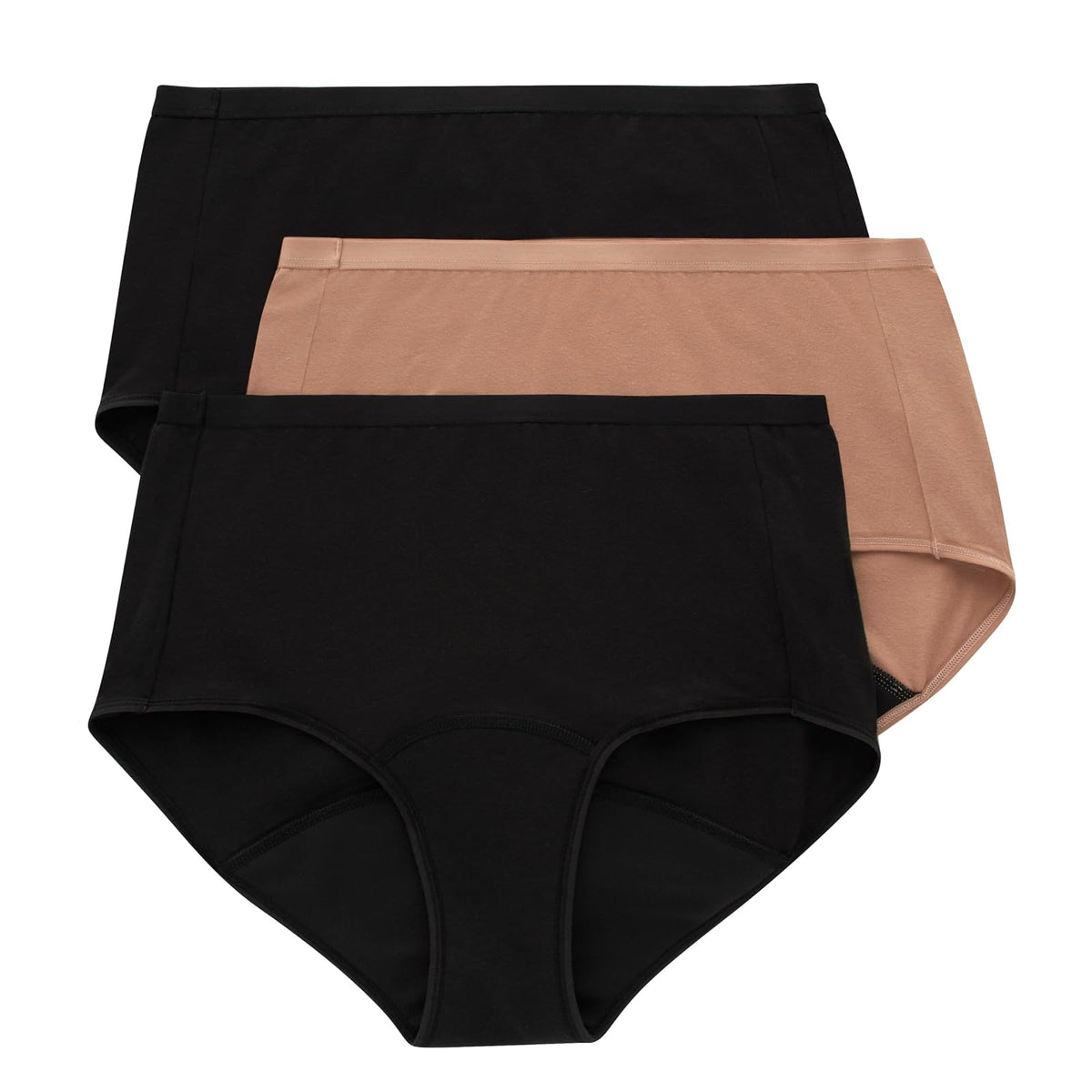 Hanes Comfort, Period. Underwear, Super Leaks Post-partum, Period & Nighttime Protection, Multipack Ropa Interior Mujer