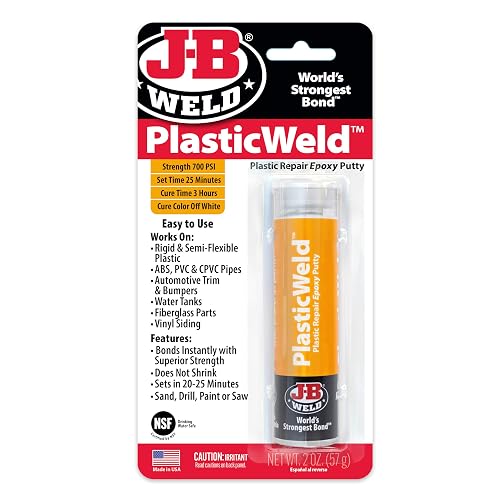 J-B Weld Masilla Epoxi de Reparación de Plásticos 8237, 57 g