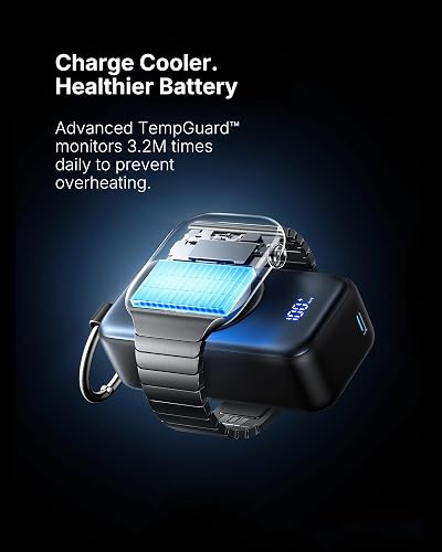 INIU Cargador portátil 3 en 1, pequeño Banco de energía de 5000 mAh con Cable USB C Incorporado y Cargador de Reloj, Paquete de batería de Carga rápida PD de 20 W, Cargador de Viaje para iPhone 16 15