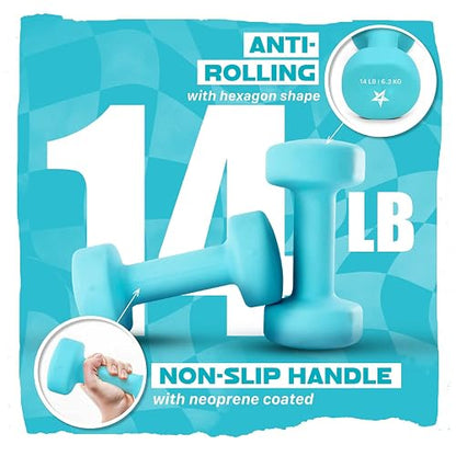 Yes4All Neopreno Recubierto Mancuernas De Mano Juegos De 2 - Múltiples Opciones De Peso Con 15 Colores, Anti-Roll, Antideslizante, Forma Hexagonal
