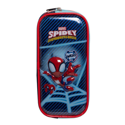 Ruz Lapicera Doble Infantil y Preescolar | Spidey y Sus Amigos | 100% Poliéster | Estuche de Tela para Niños con Compartimentos Internos y Cremallera | Recomendado desde 3 años