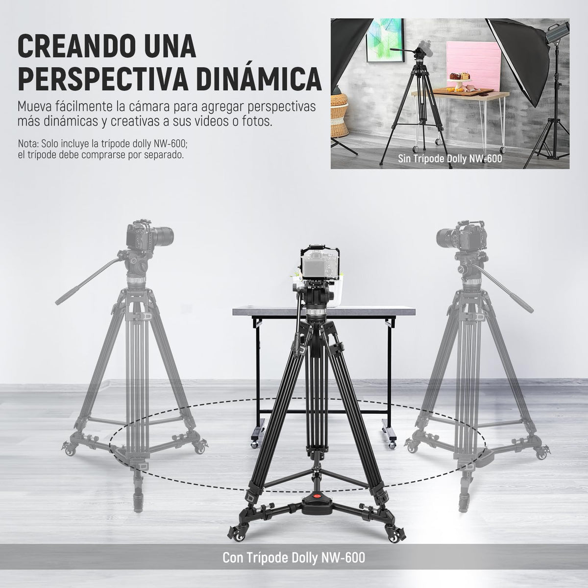 Neewer Fotografía Professional Heavy Duty Trípode Dolly con Ruedas de Goma y Patas Ajustables para Cámaras DSLR Iluminación de Video Fotográfico