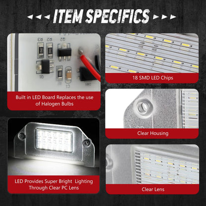 NUVISION LIGHTING NVL-LPL-025 Par de Luces LED para Placa de Matrícula para Dodge Dart 13-16, Challenger Avenger 08-14
