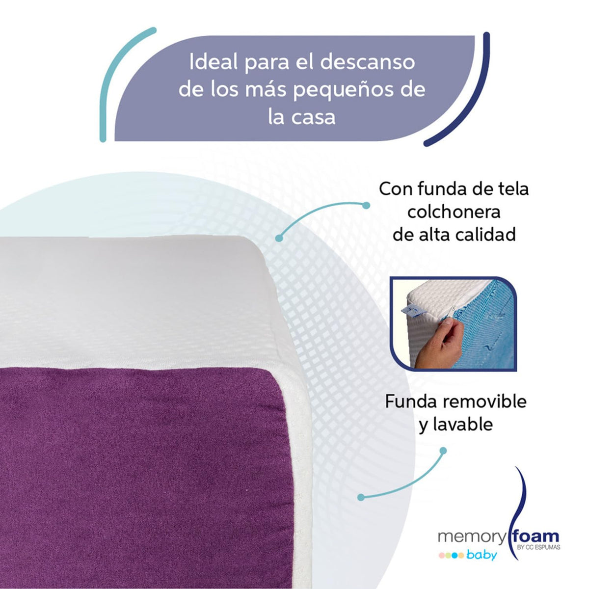 MEMORY FOAM BABY | Colchón de Cuna Para Bebé Baby Good – Firmeza Media/Suave - 140 x 95 x 15 cm – Hecho de Espuma de Poliuretano