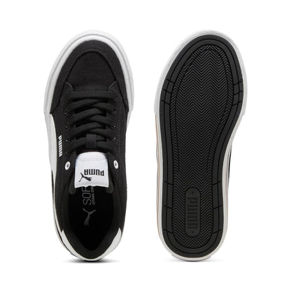 PUMA, Tenis Juveniles Court Classic Vulc FS, Unisex, Blanco y Negro, Talla 24,5