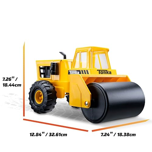 Tonka Steel Classics – Rodillo de Vapor – Fabricado con Acero, camión de Juguete Amarillo, niños y niñas, niños pequeños a Partir de 3 años, camión de construcción Grande, Regalo de cumpleaños, día