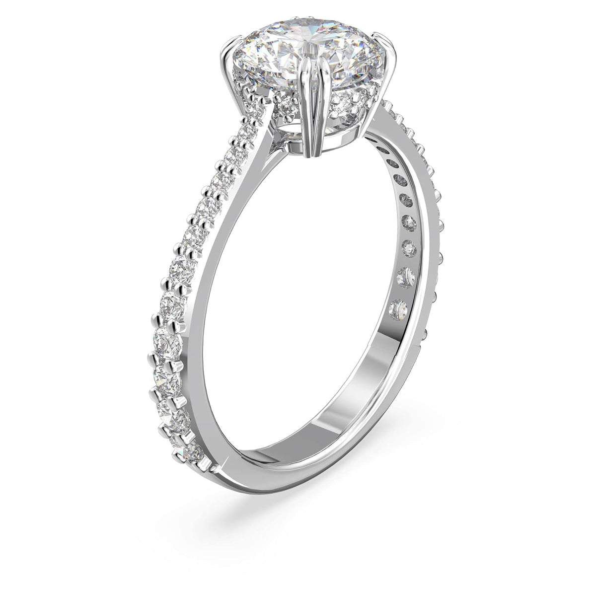 Swarovski Juego de 2 anillos Constella, con Circonitas Swarovski de Talla Princesa y Pavé clásico, Baño de rodio, Talla 58, Blanco, de la Colección Constella de Swarovski