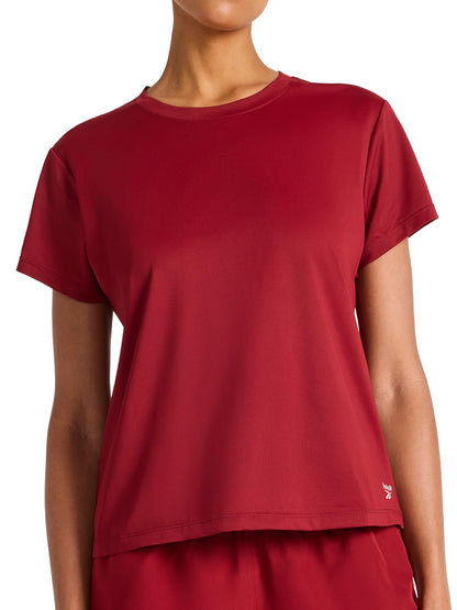 Reebok playera de malla de manga corta para mujer - G - Rojo (Retro Red)