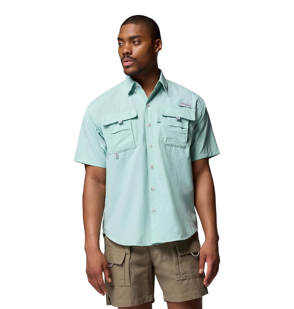 Columbia - PFG Bahama II Camisa de Pesca de Manga Corta para Hombre con FPU 30 - 2XS - Misty Jade