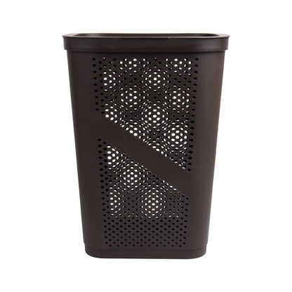 Mind Reader 60L Slim Laundry Hamper, Clothes Basket, Lid, Ventilated, Plastic, 17.25" L x 13.75" W x 23.5" H, Set of 2, Brown