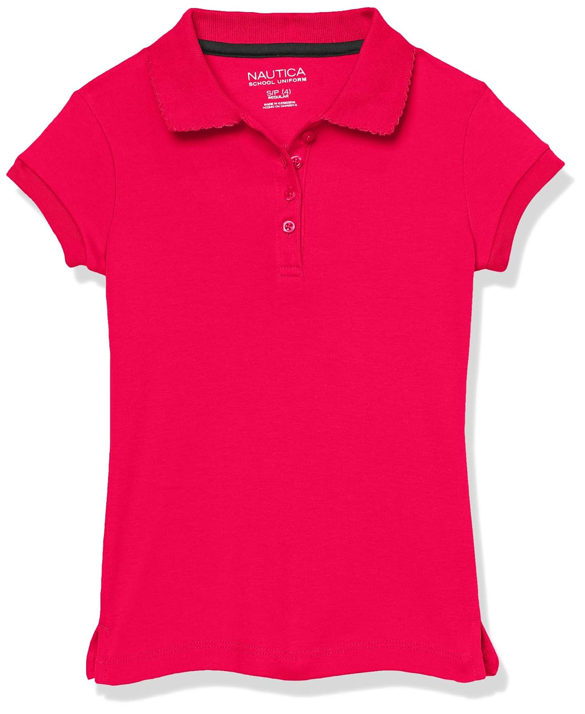 Nautica Polo Piqué Manga Corta Uniforme Escolar para Niña - Rosa encendido - 16-18 Extra amplio