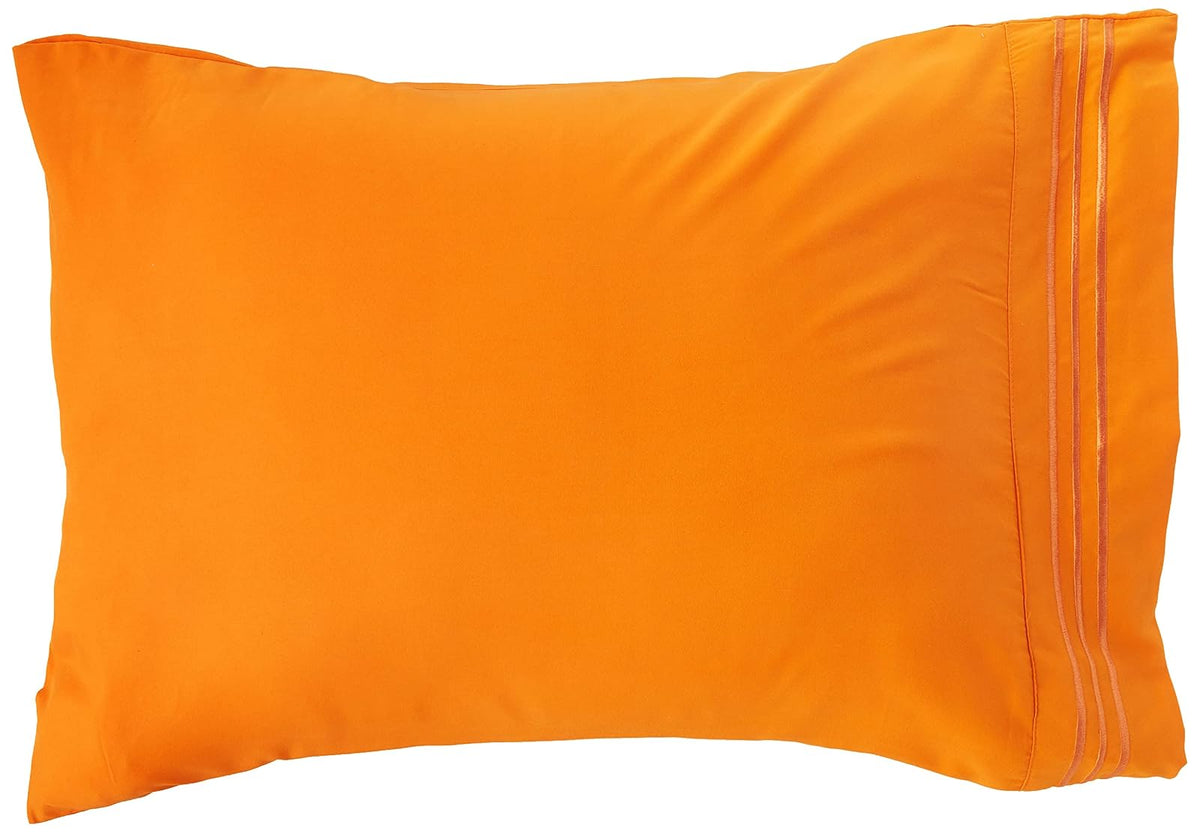 CELINE LINEN Juego de sábanas de 4 Piezas de Calidad egipcia de 1800 Hilos, Resistentes a Las Arrugas, con Bolsillos Profundos, tamaño Queen, Color Naranja Vibrante