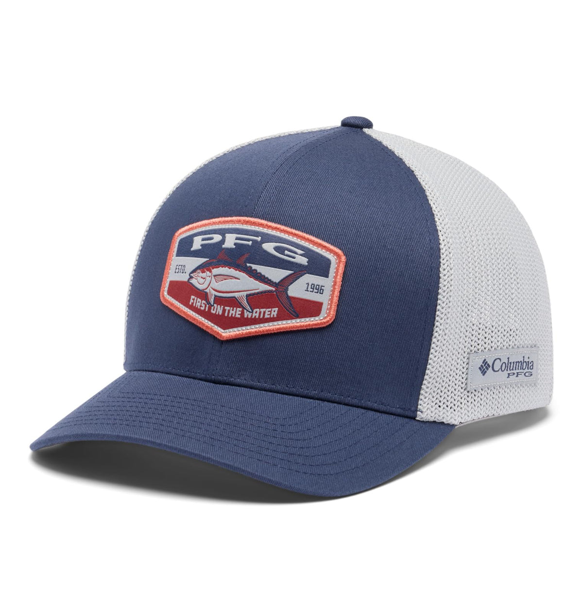 Columbia PFG Patch Mesh Ball Cap Tapa Unisex Adulto - G-XL - Nocturnal - Gris frío - Gran Insignia Atún