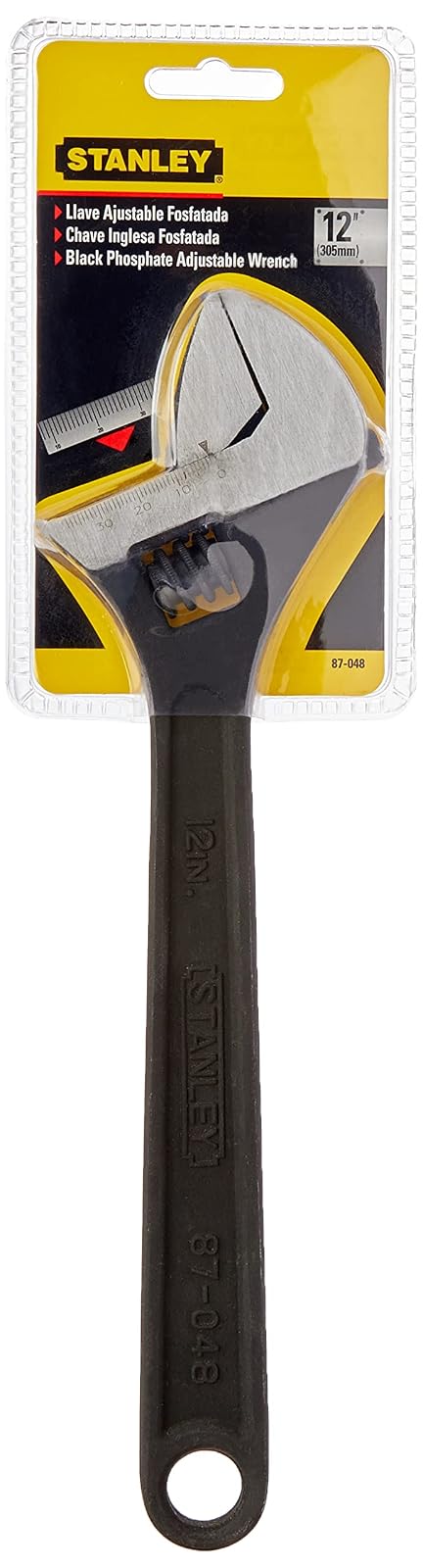 STANLEY Llave ajustable 12" (300 mm), cuerpo de hierro nodular, escala métrica y en pulgadas (87-048LA)