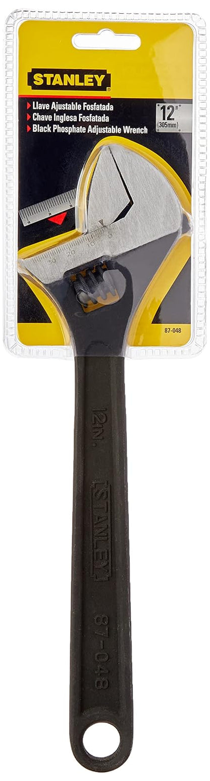 STANLEY Llave ajustable 12" (300 mm), cuerpo de hierro nodular, escala métrica y en pulgadas (87-048LA)