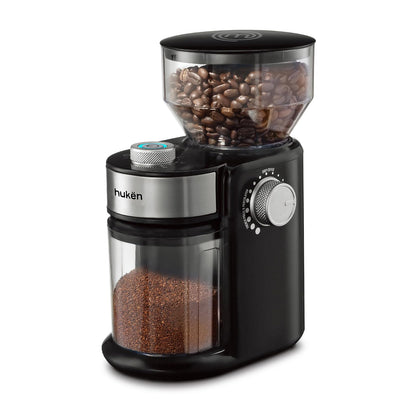 Hukën MasterChef Molino de Café Eléctrico Premium Grind+, Motor 150W - negro - acero - 200g